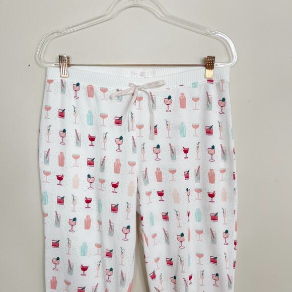 LC Lauren Conrad Cocktail Jogger Pajama Pants White Medium M Intimates Fleece - Picture 3 of 9